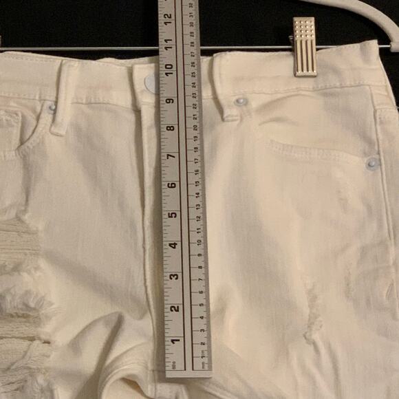Express Womens Distressed White Skinny Jeans Stretch Mid Rise Ankle Y2K Size 0 - Picture 5 of 9